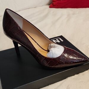 INC International Concepts Burgundy Croc-Embossed Heels